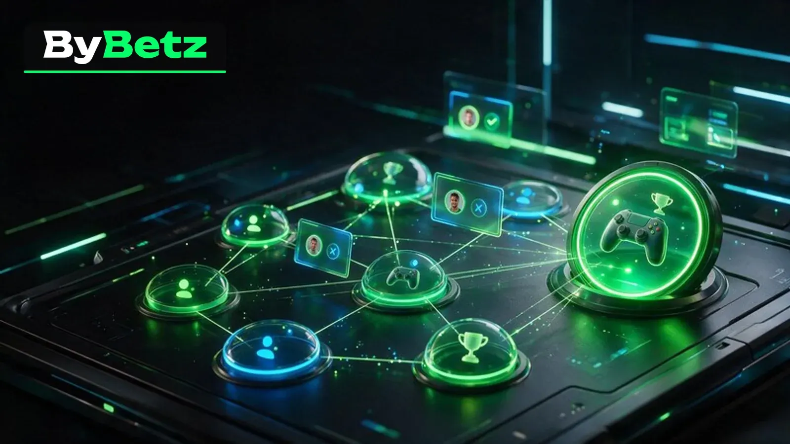 ByBetz friend network with request cards and online presence indicators